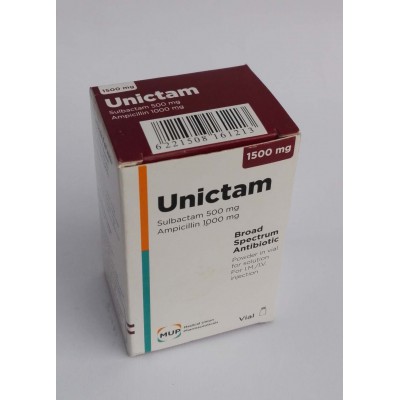 Unictam ( sulbactam + ampicillin ) broad spectrum antibiotic powder for solution for IM or IV injection 1500 mg 